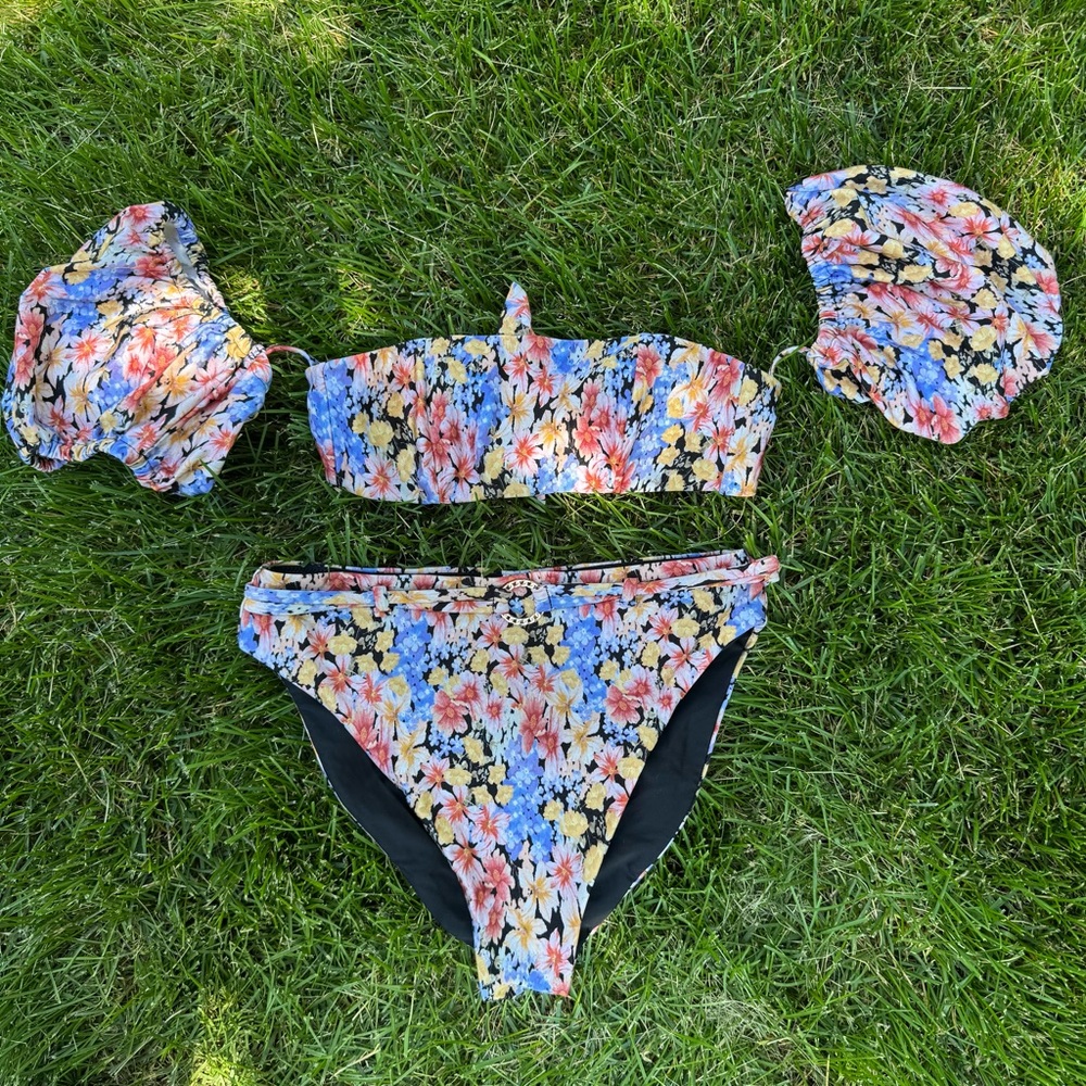 MINKPINK Floral Bikini with Gold Accent